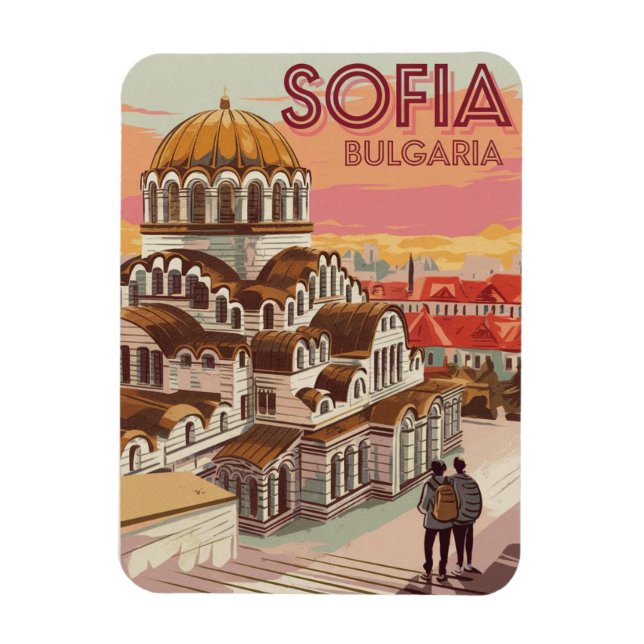 Travel Sofia, bulgaria vintage gifts and souvenirs Magnet (Vertical)