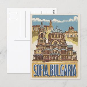Travel Sofia, bulgaria vintage gifts and souvenirs Postcard