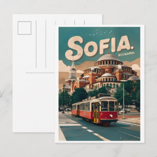 Travel Sofia, bulgaria vintage gifts city tram Postcard