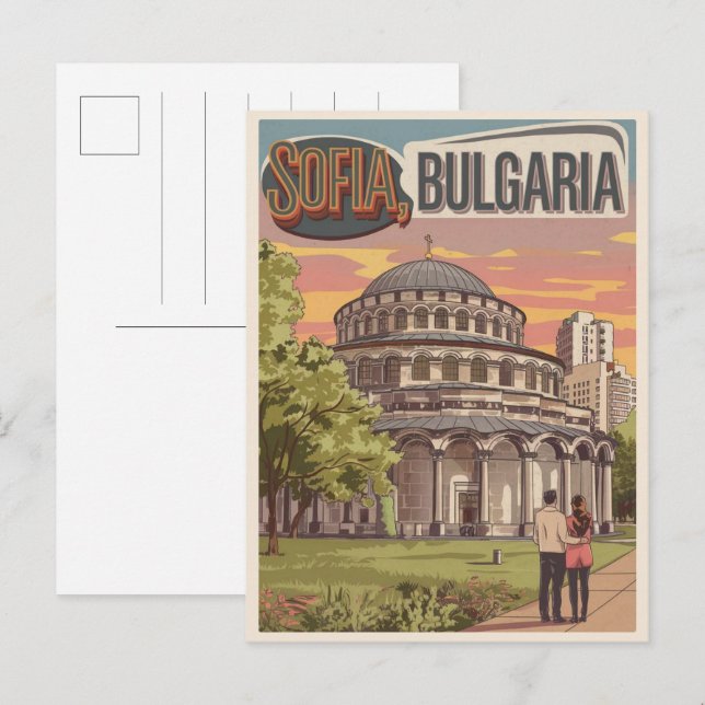 Travel Sofia, bulgaria vintage gifts, lovingcouple Postcard (Front/Back)