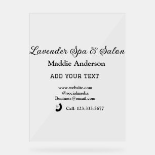 travel spa salon guest information vacation beach  acrylic sign