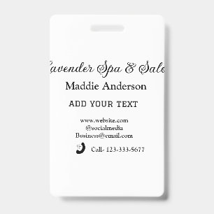 travel spa salon guest information vacation beach  ID badge