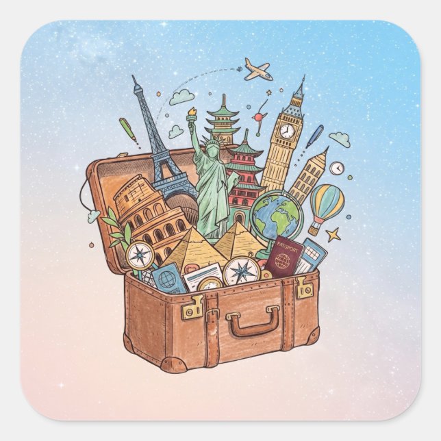 Travel Square Sticker (Front)
