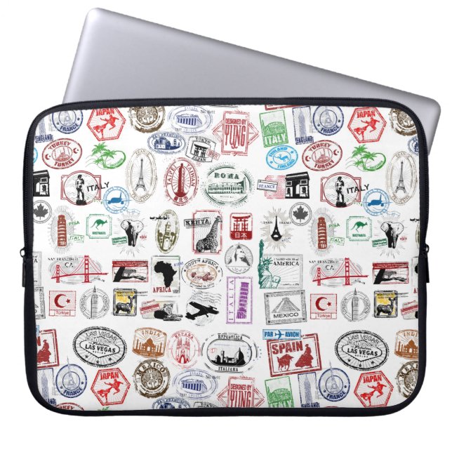 Travel Stamps Pattern Case Sleeve (Front)