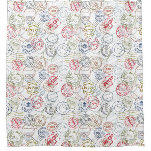 Travel Stamps Shower Curtain