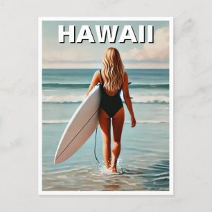 Travel Surfing in Hawaii Surfer Girl Postcard