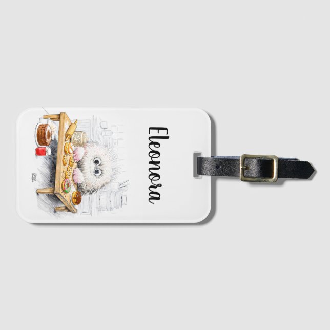 Travel Sweet Powdered Sugar Monster ID Luggage Tag (Front Horizontal)