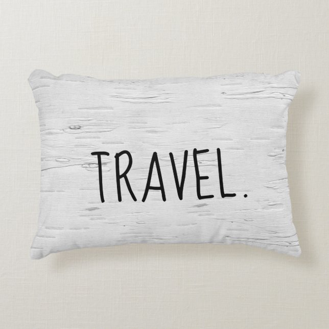 TRAVEL Text On Birch Tree  Accent Pillow (Front)
