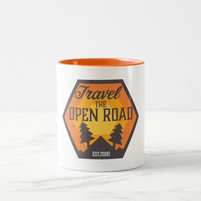 Travel the Open road Two-Tone Coffee Mug (Center)