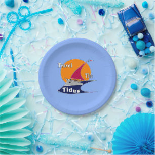 Travel the tides paper plate