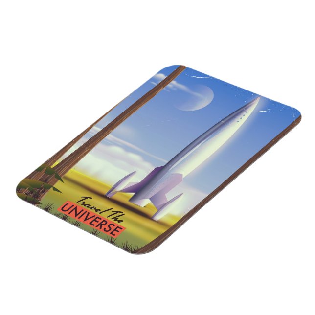Travel the Universe retro space art. Magnet (Left Side)