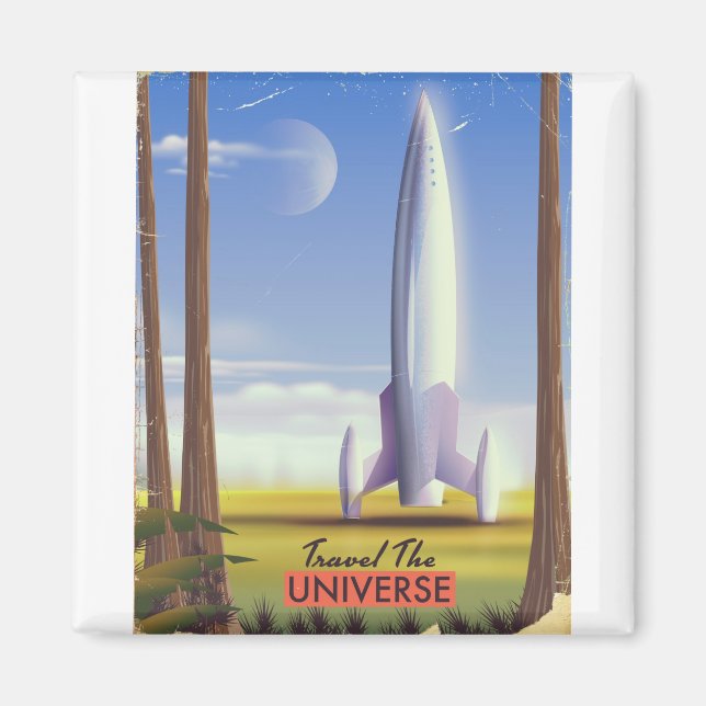 Travel the Universe retro space art. Magnet (Front)