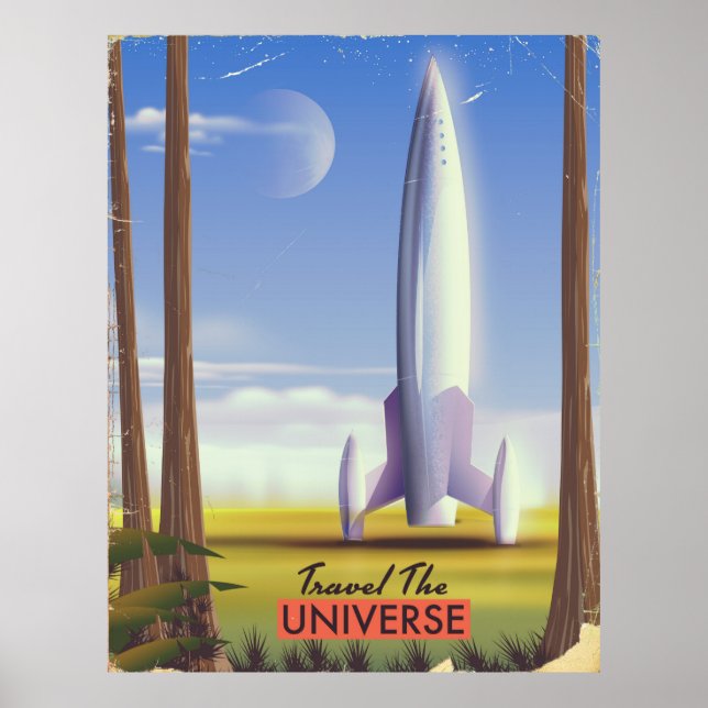 Travel the Universe retro space art. Poster (Front)