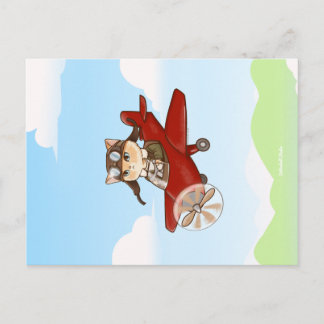 Travel the World Charlie the Cat on Aeroplane Postcard