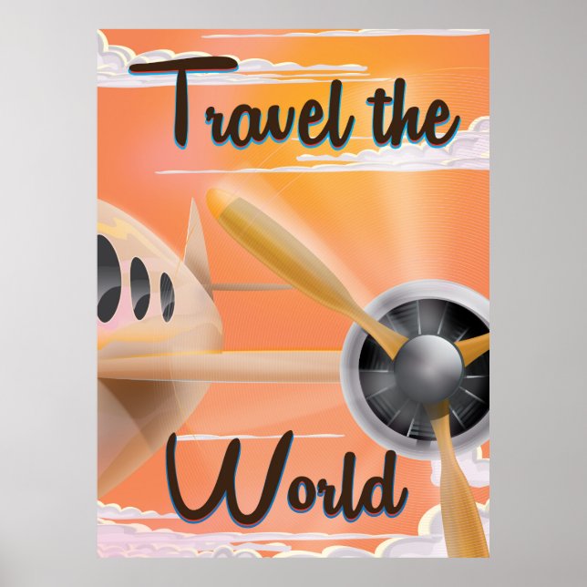 Travel the World Classic aeroplane poster (Front)