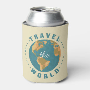 Travel the world Earth Vacation Map Retro Globe Can Cooler