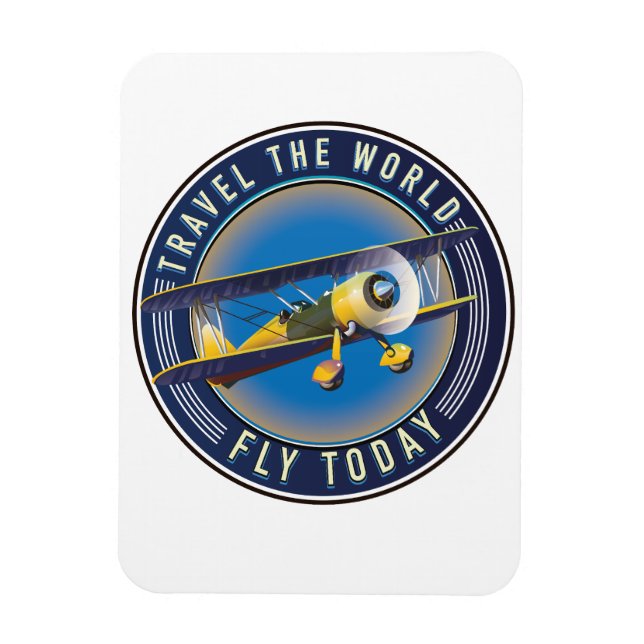 Travel the World Fly Today travel patch Magnet (Vertical)