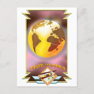 Travel the World Golden Globe Postcard