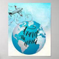 Travel the World Quote Vintage Aeroplane Globe