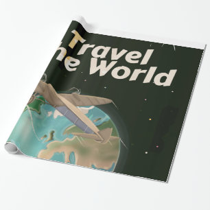 Travel the World Science fiction vintage poster Wrapping Paper