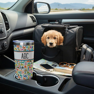 Travel the world theme monogram insulated tumbler