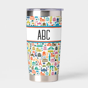 Travel the world theme monogram insulated tumbler