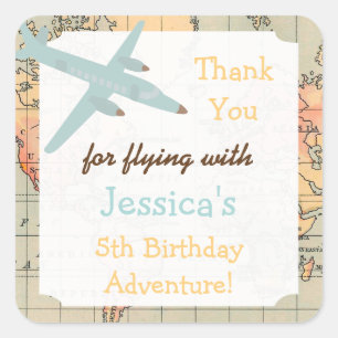 Travel Theme Birthday Stickers- Custom Bday Labels
