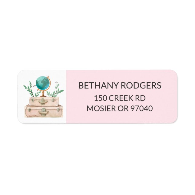 Travel Theme Bridal Shower Envelope Return Address (Front)