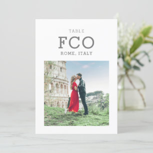 Travel Theme Destination Photo Table Number Card