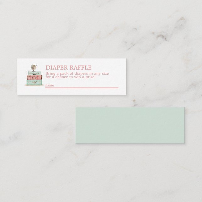 Travel Theme Diaper Raffle Mini Enclosure Card  (Front/Back)