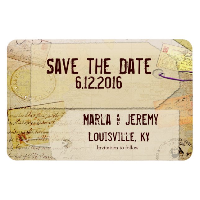 Travel theme save the date magnet (Horizontal)
