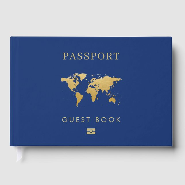 Travel Theme UNIQUE Editable Passport Photo Page Guest Book (Front)