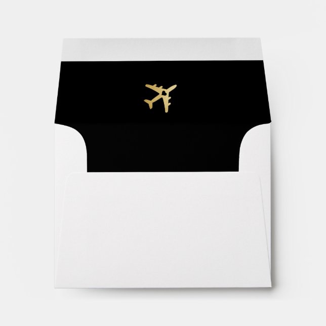 Travel Theme Wedding Aeroplane Heart Envelope (Back (Bottom))