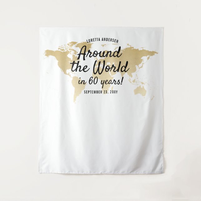 Travel Theme World Map Around the World Backdrop Tapestry (Front)