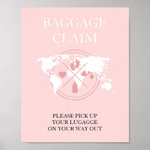 Travel Themed Baby Shower Passport Baggage Claim Poster
