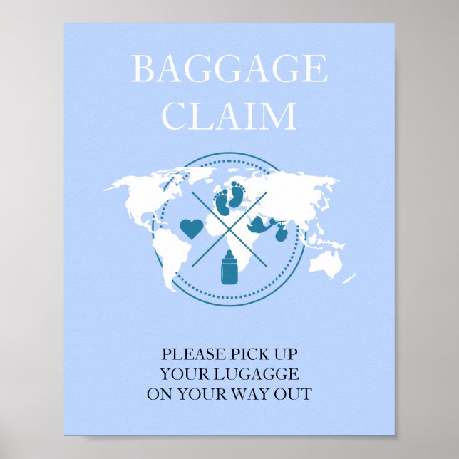 Travel Themed Baby Shower Passport Baggage Claim   Poster (Front)