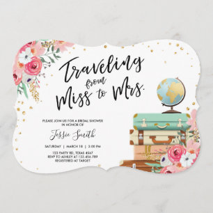 Travel themed Bridal shower invitation Miss to Mrs
