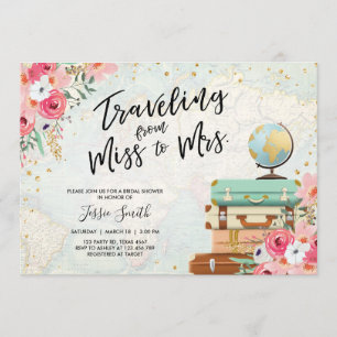 Travel themed Bridal shower invitation Miss to Mrs