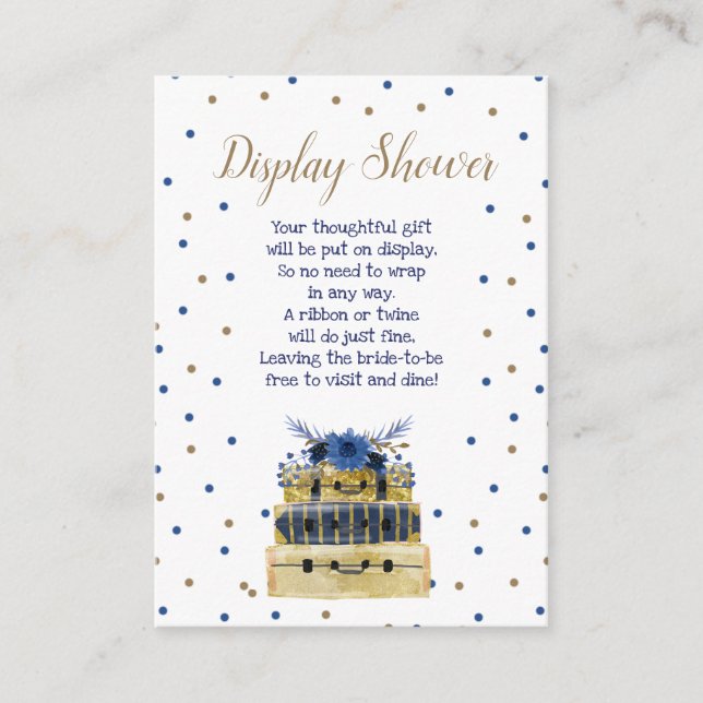 Travel themed display shower card + gift tag (Front)