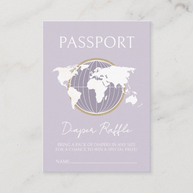 Travel themed Passport Diaper Raffle Card (Front)