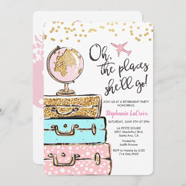 Travel Themed Retirement Party Invitation (Front/Back)