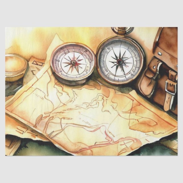 "Travel-Themed Tissue Splendour: Adventure Awaits" Paper (Front)