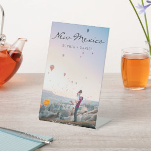 Travel Themed Wedding Table Numbers with Photo Pedestal Sign