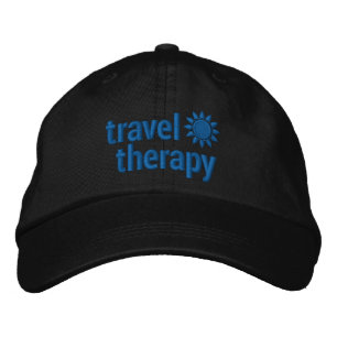 Travel Therapy Embroidered Hat Black
