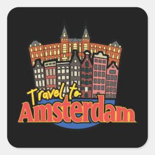 Travel to Amsterdam Netherlands Vintage  Square Sticker