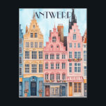 Travel to Antwerp Belgium Postcard<br><div class="desc">This travel postcard,  in cartoonish digital illustration style,  inspired by the city of Antwerp,  Belgium.</div>