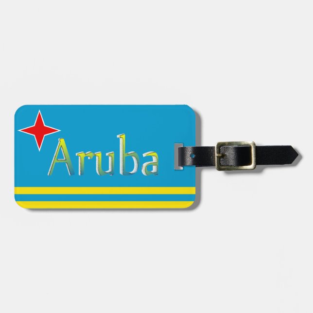 Travel to Aruba Flag Luggage Tag (Front Horizontal)