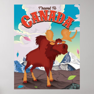 Travel to Canada vintage cartoon poster