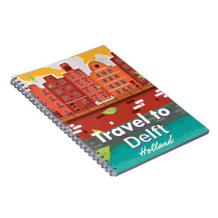 Travel to Delft Holland travel poster Spiral Notebook