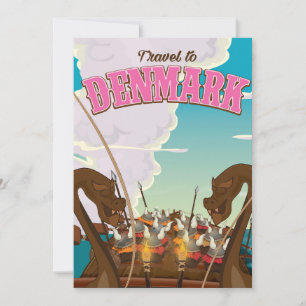 Travel To Denmark Cartoon viking travel poster